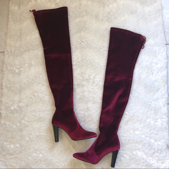 NEW Stuart Weitzman Velvet Over the Knee Boots - Picture 2 of 6